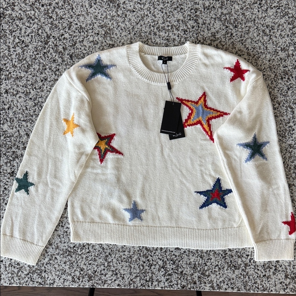 Rails Perci Star Cotton & Cashmere Intarsia Sweater Sz M - Picture 4 of 13